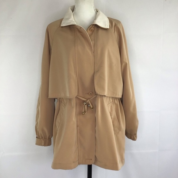 Worthington Jackets & Blazers - WORTHINGTON WOMEN TAN/BEIGE INDUSTRIES COLLAR DRAW STRING JACKET/COAT SIZE L